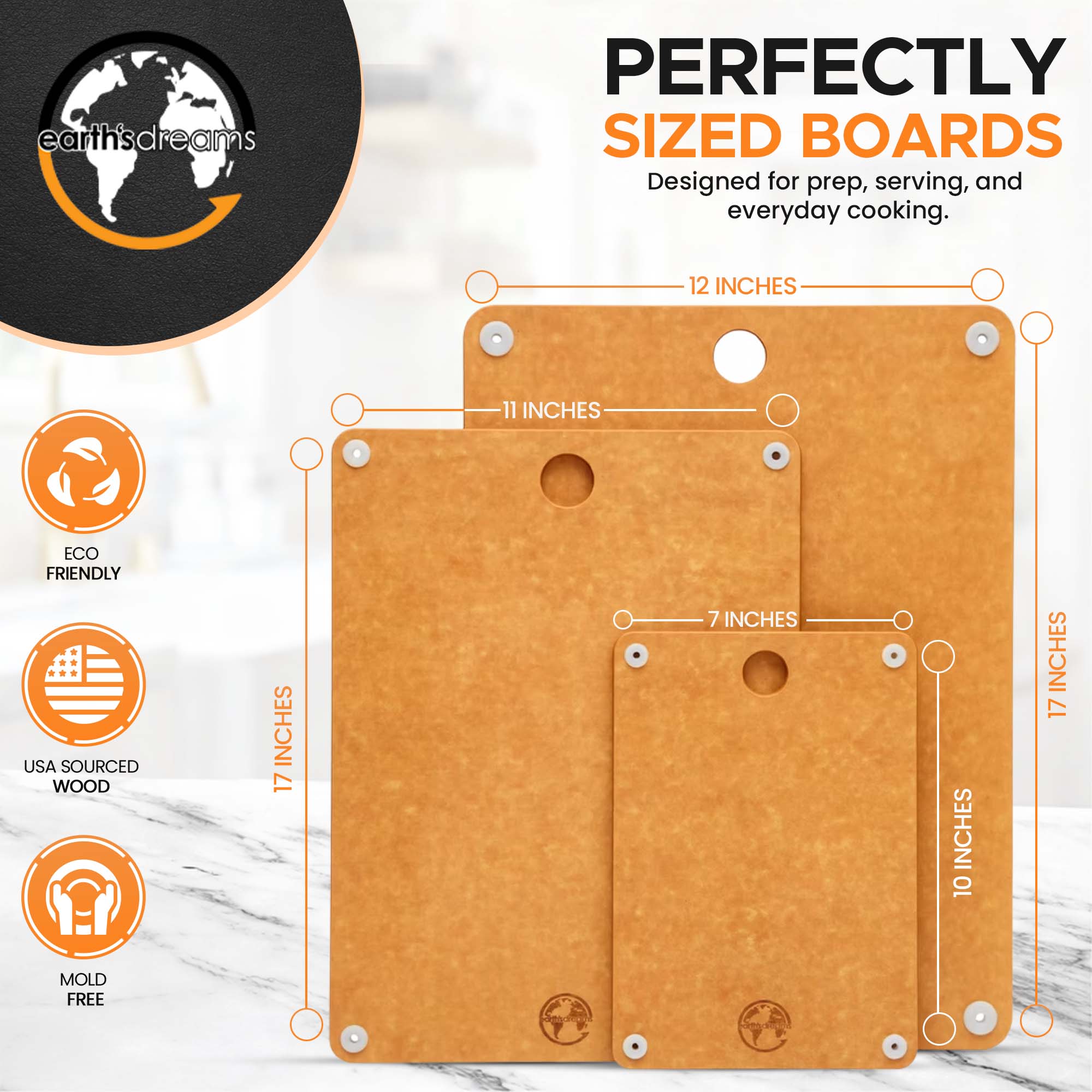 Tan cutting board close-up